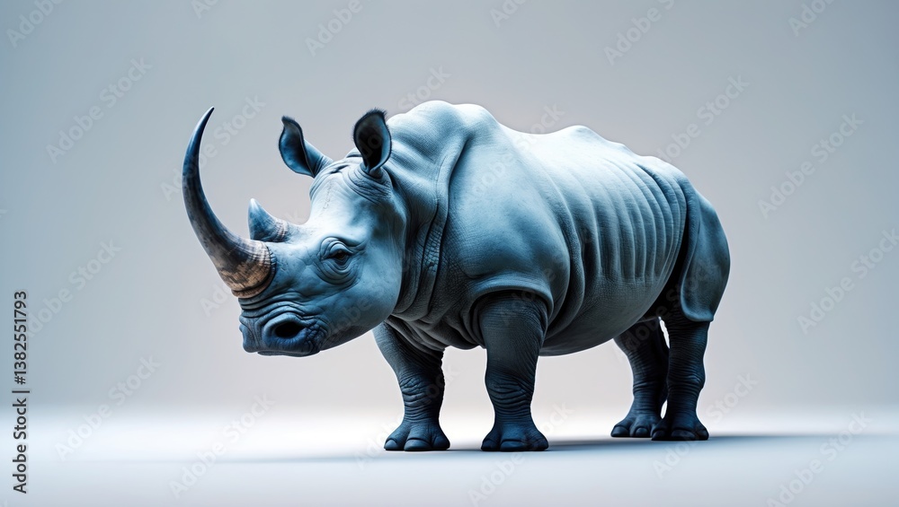 Fototapeta premium Rhinoceros separated against a white backdrop.