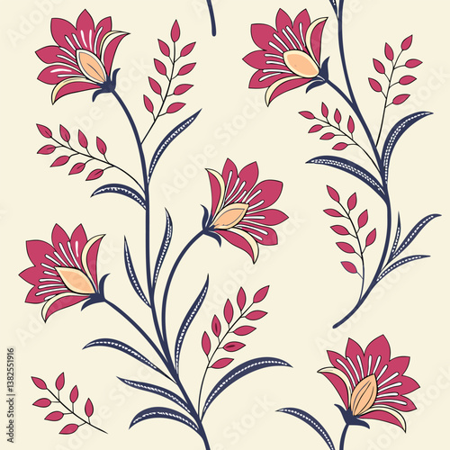 Seamless perfect pattern with small flower motifs in various shades