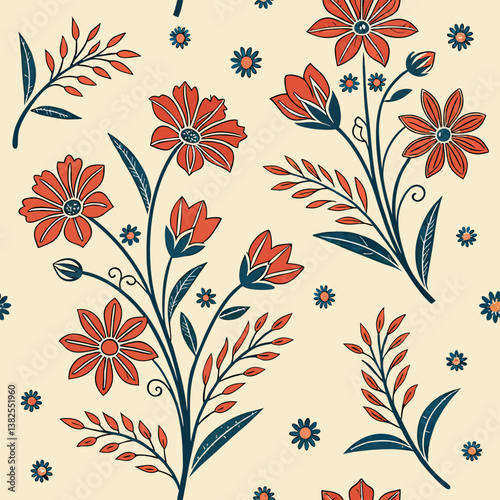 Seamless perfect pattern with small flower motifs in various shades