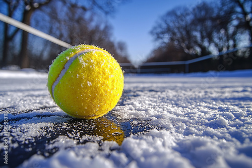 yellow ball on snow. Generative AI