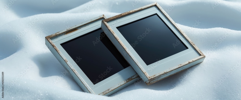 Fototapeta premium Photo frames displayed against a white background.
