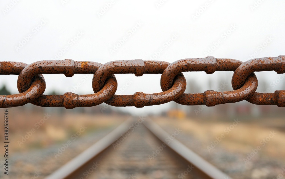 Fototapeta premium Rusty Chain and Railroad Tracks