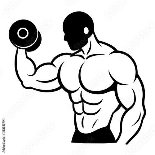 vector illustration of a man lifting weights