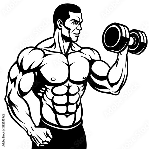 man with dumbbell