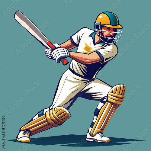 Cricket batsman player with bat