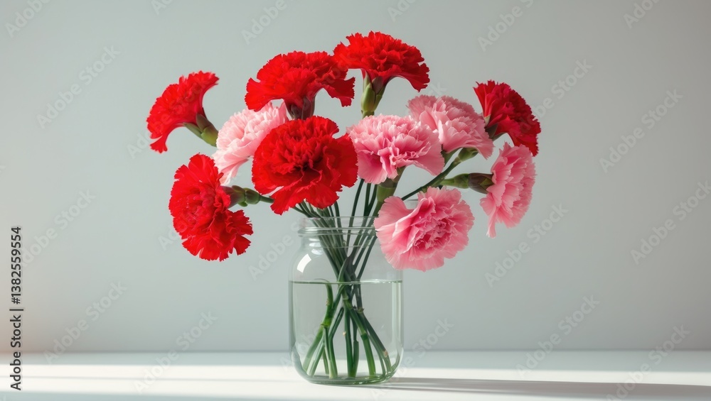 Obraz premium Blooming red carnation in a vase.