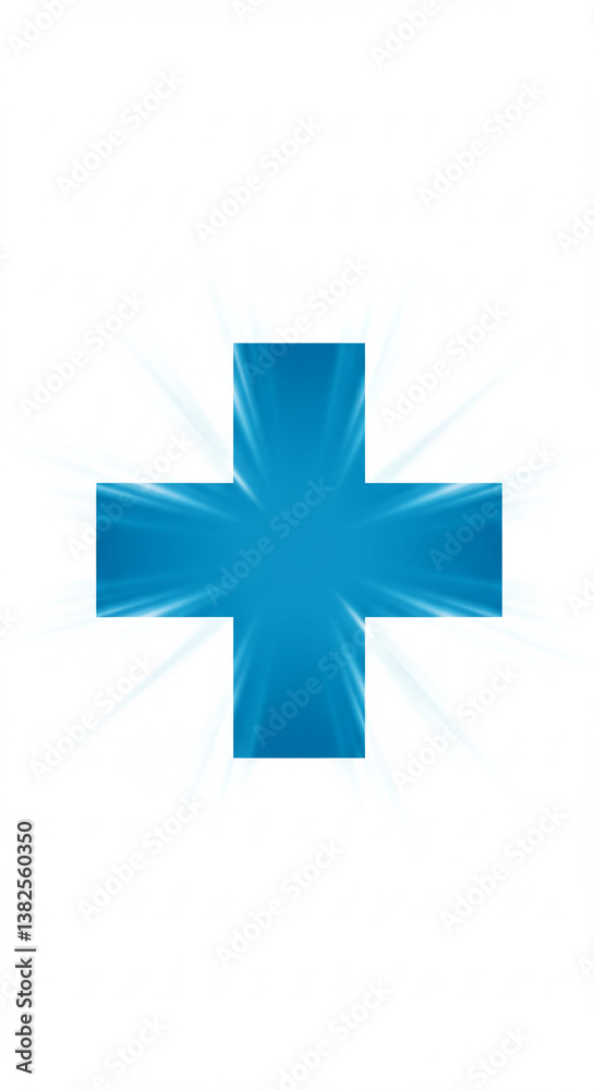 Obraz premium Blue Medical Cross Symbol with Light Effects 