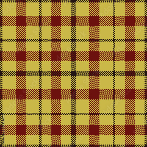 Elegant Vivid light mustard & Cool very dark brown Seamless Tartan Fabric Design
