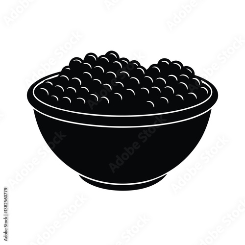 Silhouette of Bowl with Caviar.