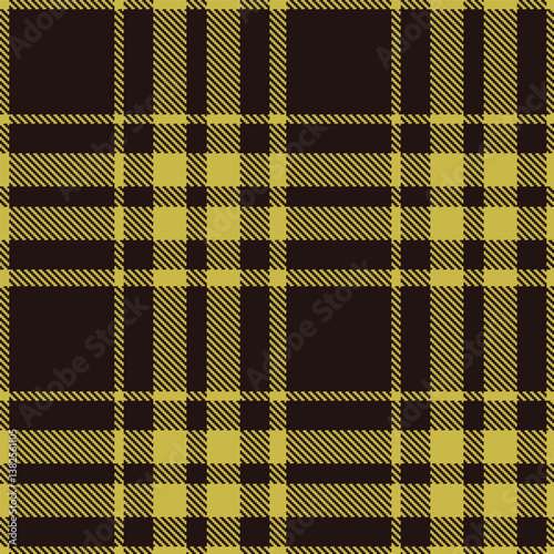 Elegant Seamless Tartan featuring Rich light mustard and Dusky very dark brown Fabric Design