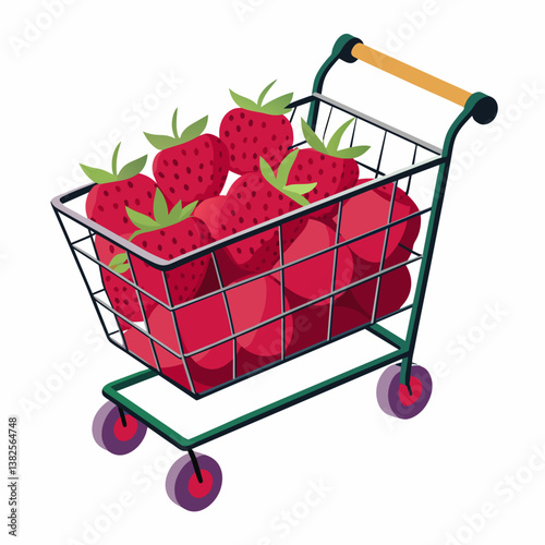 shopping cart with strawberries