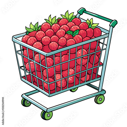 shopping cart with strawberries