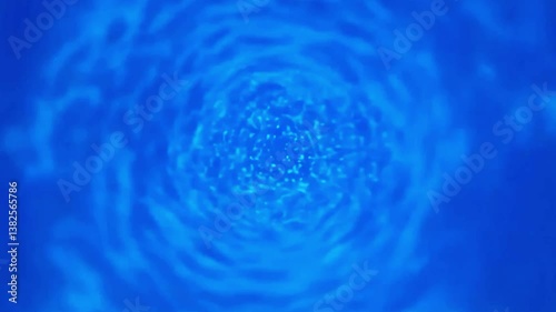 Abstract underwater vortex animation with swirling blue currents and glowing particles, deep ocean tunnel effect, hypnotic aquatic motion loop for backgrounds or visual effects