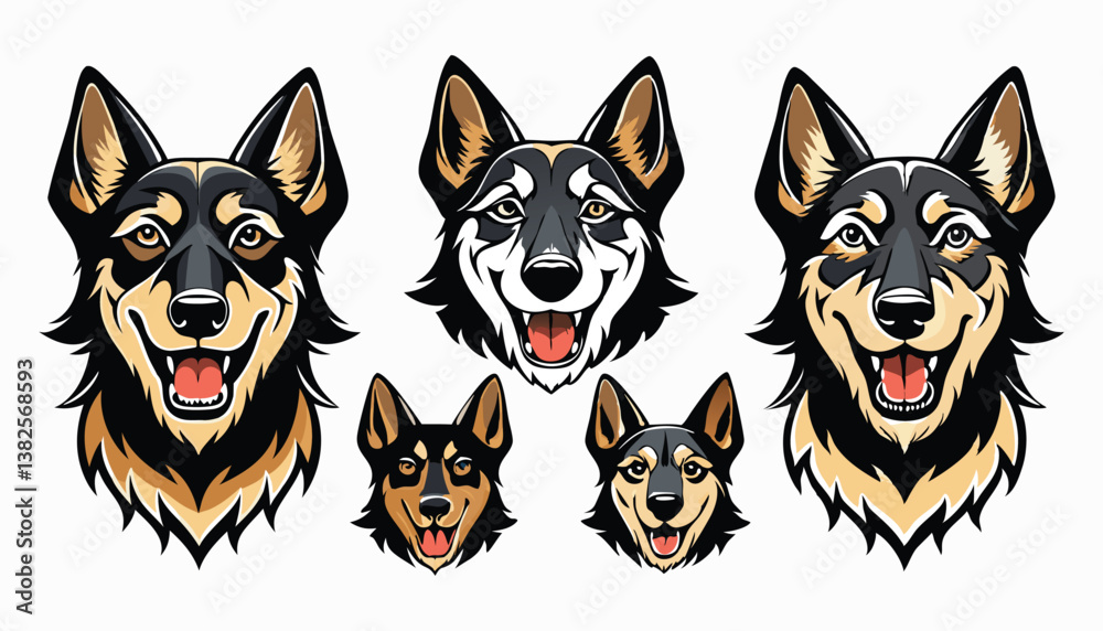 Fototapeta premium Vector illustration of a wolf and dog with a white background