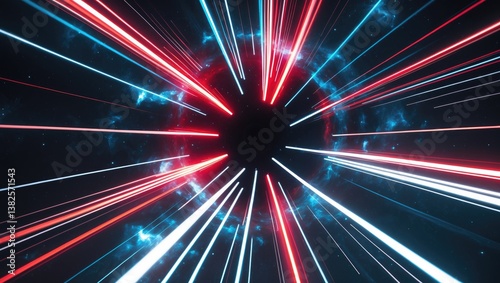 Wallpaper Mural Futuristic data stream. Explosion effect. Sci-fi animated wallpaper. Neon glowing rays in motion. Hyper-speed space travel idea. Torontodigital.ca