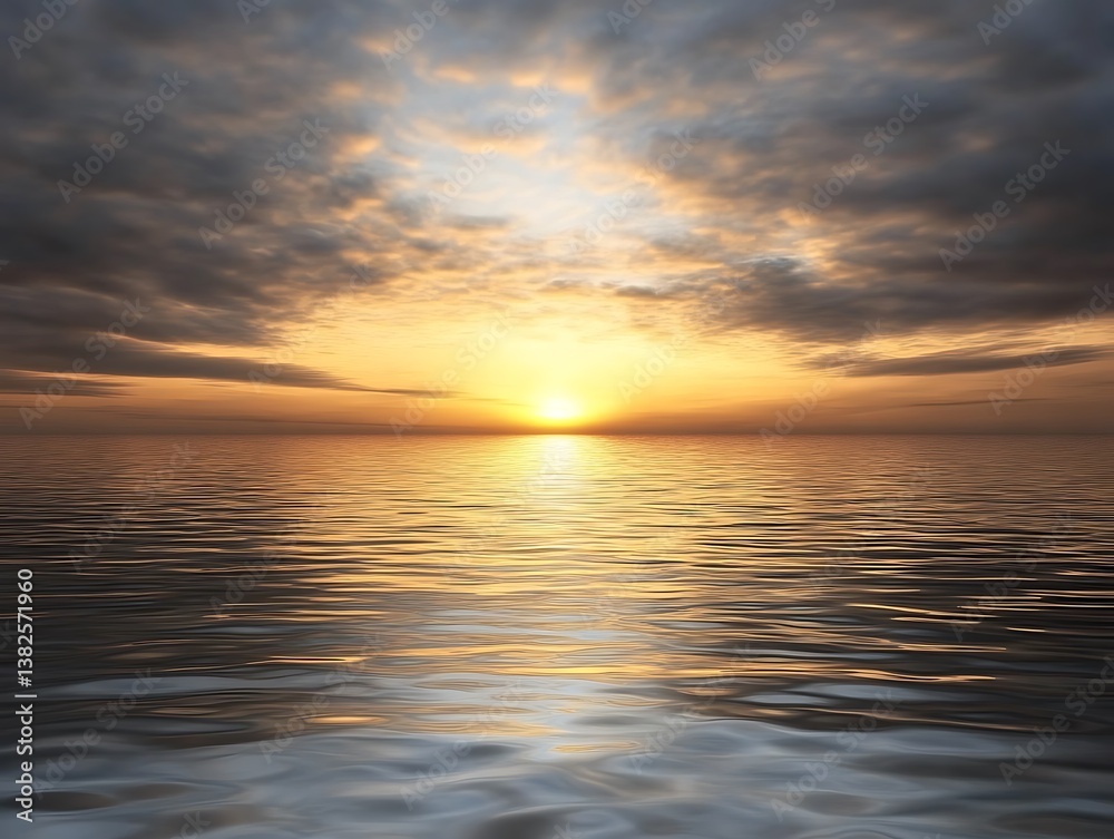 Obraz premium Breathtaking sunset over the ocean with fiery colors painting the sky in a serene atmosphere