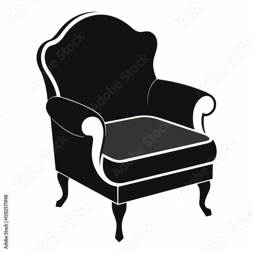 black armchair isolated on white