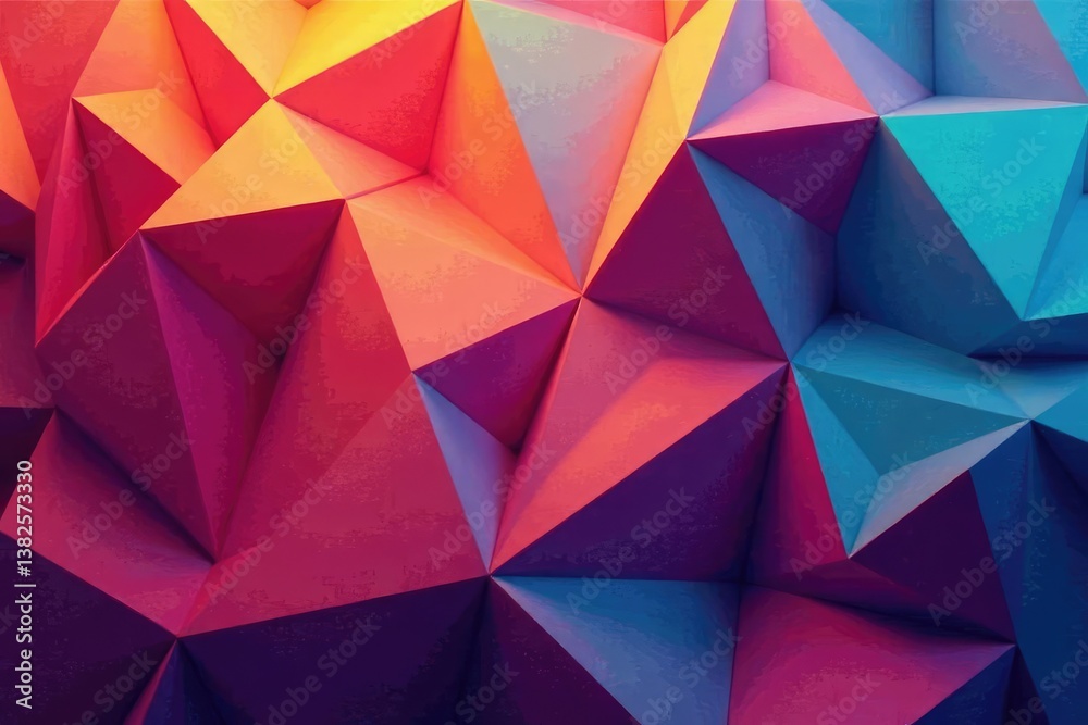 Fototapeta premium Geometric shapes, flawlessly interwoven, vibrant hues, backdrop, graphic