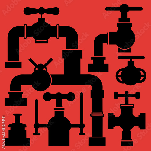 illustration of a faucet with water drops