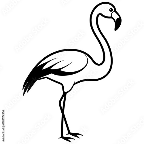 flamingo silhouette isolated on white