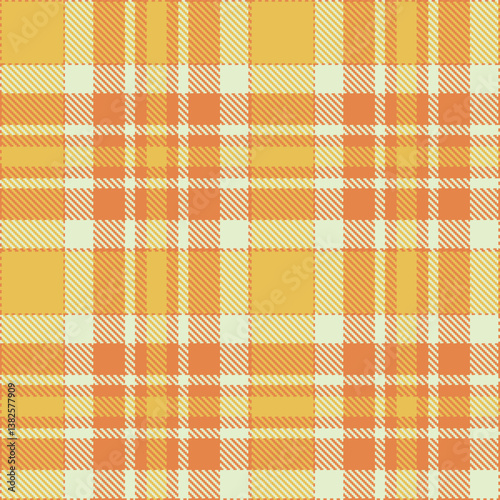 Elegant Seamless Tartan featuring Soft faded orange and Deep eggshell Fabric Design