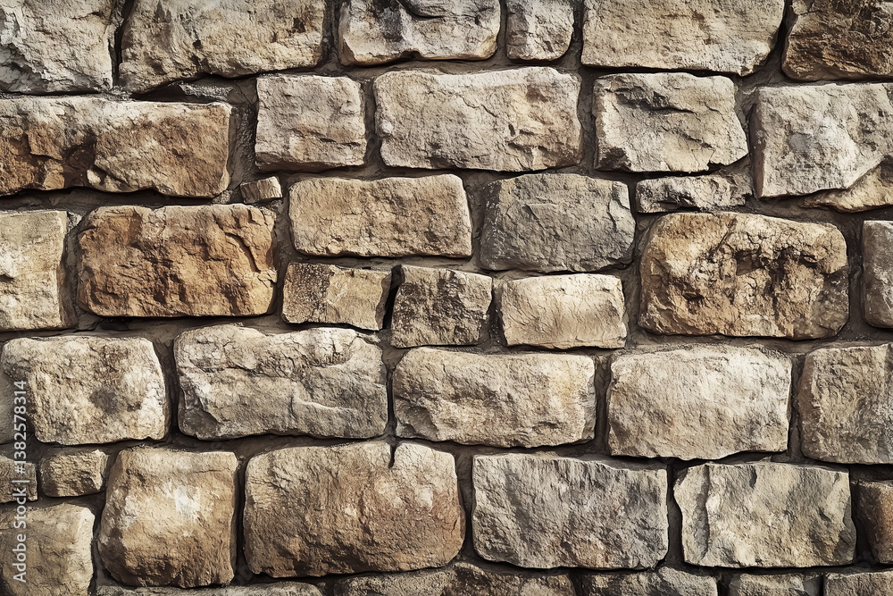 Fototapeta premium Stone Brick Wall Texture Background with Natural Colors and Rustic Look