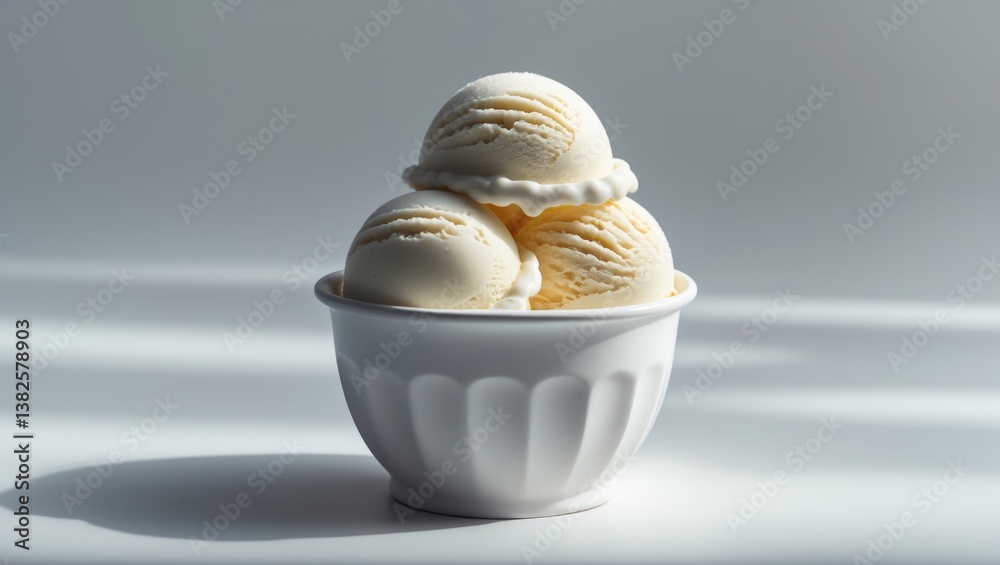 Closeup of ice cream in a cup viewed from above, set against a plain background. Closeup of ice cream in a cup viewed from above, set against a plain background.