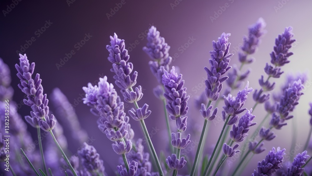 Fototapeta premium Close-up of lavender blossoms, with a softly blurred background.
