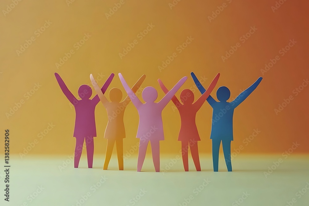 Diverse Paper Figures Celebrating Teamwork Success3 Diverse Paper Figures Celebrating Teamwork Success3