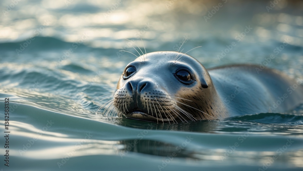 Fototapeta premium Seals swimming in their natural environment. The earless seals, known as phocids or true seals, represent one of the three primary groups of mammals in the seal lineage, Pinnipedia.