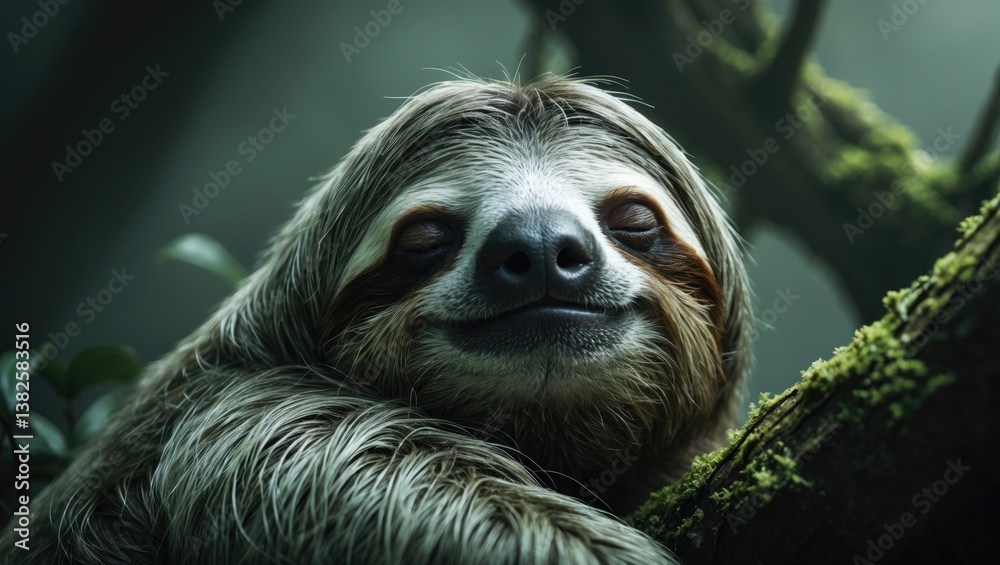 Naklejka premium Close-up perspective of a Two-toed sloth
