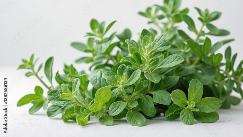 Oregano leaves and marjoram branch, separated on background. Oregano leaves and marjoram branch, separated on background.