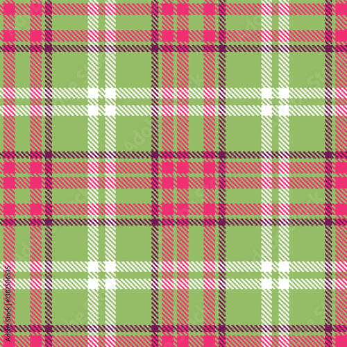 Elegant Seamless Tartan featuring Fire light moss green and Warm cerise Fabric Design