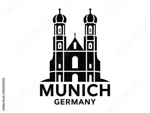 Stunning Munich cityscape featuring Frauenkirche and Olympic Tower. Ideal for travel guides, German tourism campaigns, and Bavaria-themed designs.