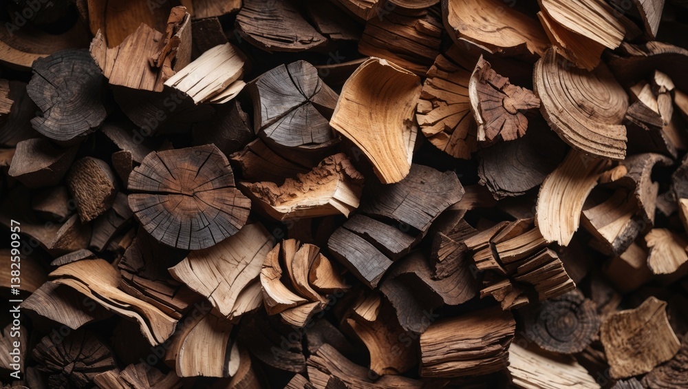 Selective Focus on Wood Sticks Background Featuring Incense Chips Used for Burning Incense & Essential Oil Perfumes