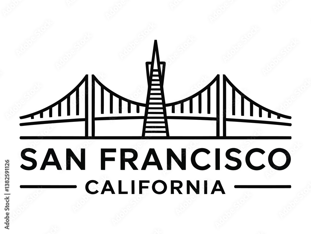 Obraz premium San Francisco skyline with iconic landmarks and mountains, perfect for travel, tourism, or city-themed projects showcasing California's urban beauty.