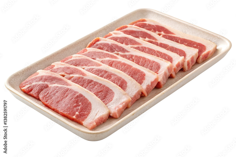 Sliced pork belly on transparent background. meat Sliced pork belly on transparent background. meat