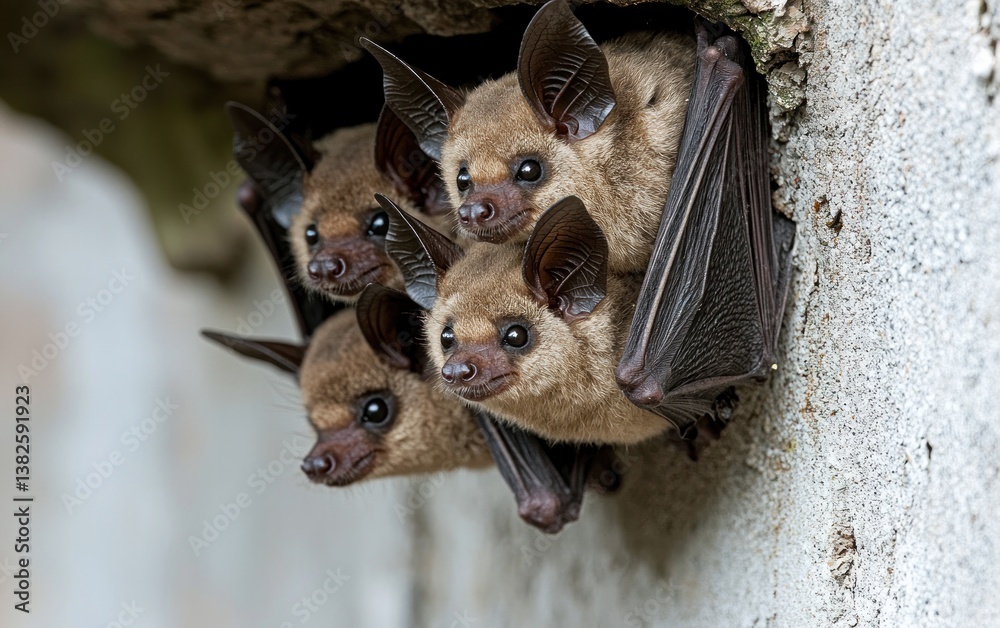 Obraz premium Brown Bats in a Wall Crevice
