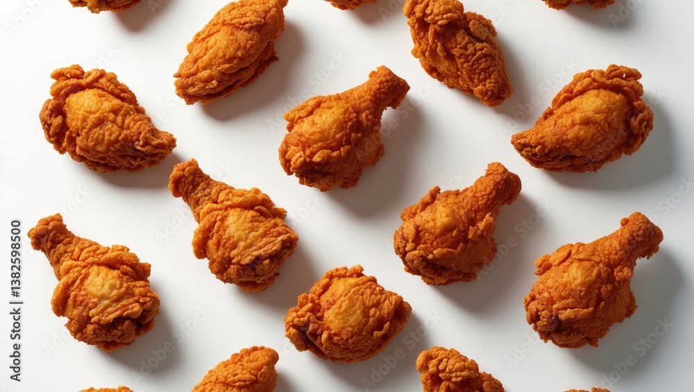 Collection of fried chicken separated on a white background. Collection of fried chicken separated on a white background.