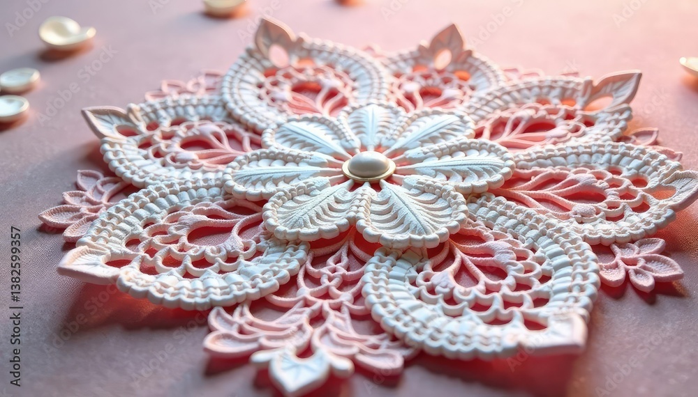 Obraz premium Intricate floral lace doily, delicate texture, texture, elegant, art