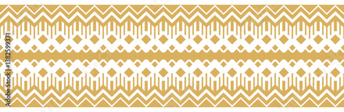 Gold ethnic border ornament. Geometric ethnic oriental seamless pattern. Stripe vector illustration. Native American Mexican African Indian tribal. Design border, textile, fabric, clothing, carpet.