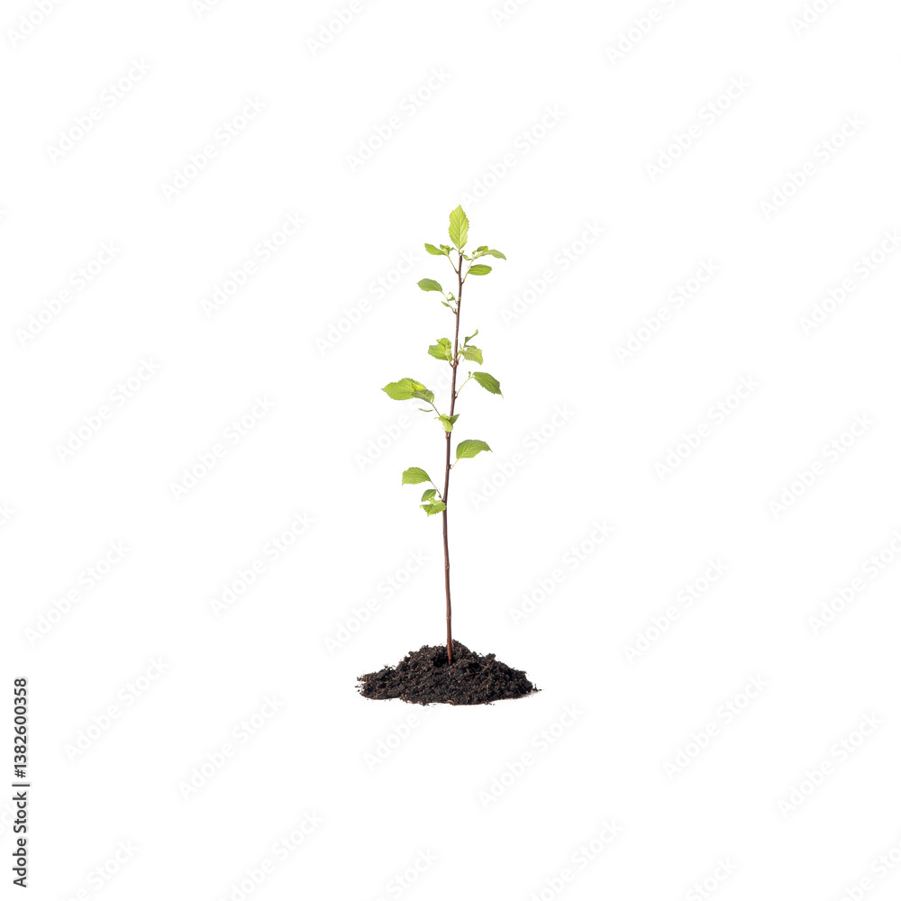 Fresh Green Plant Sprout Growing from Rich Dark Soil Surface Fresh Green Plant Sprout Growing from Rich Dark Soil Surface
