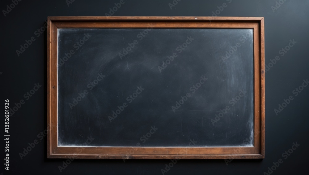empty wooden chalkboard against a black backdrop, space for a message empty wooden chalkboard against a black backdrop, space for a message