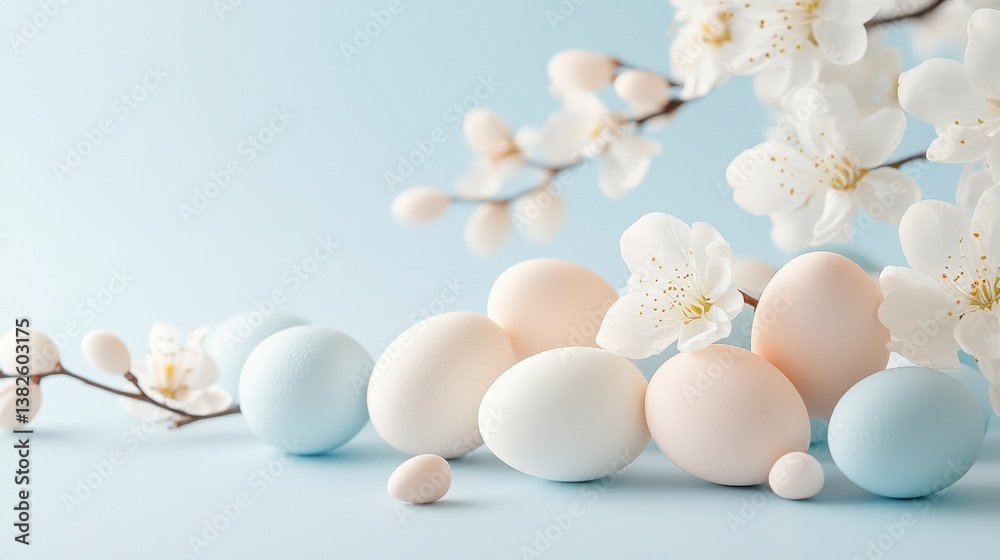 Easter's Day with Pastel Eggs and Floral Bloom Easter's Day with Pastel Eggs and Floral Bloom