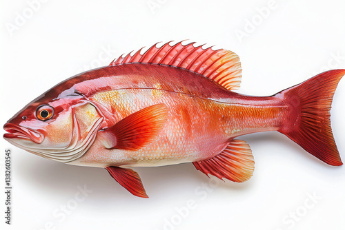 Sea bass ready for cooking lies on a white background. 