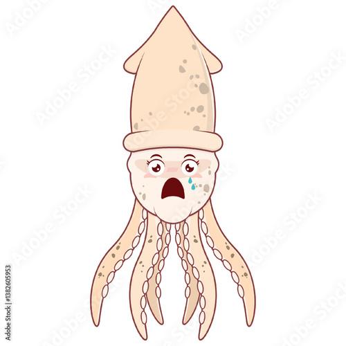 Octopus scared face cartoon cute