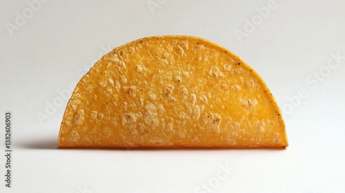 single hard corn taco shell isolated on white background