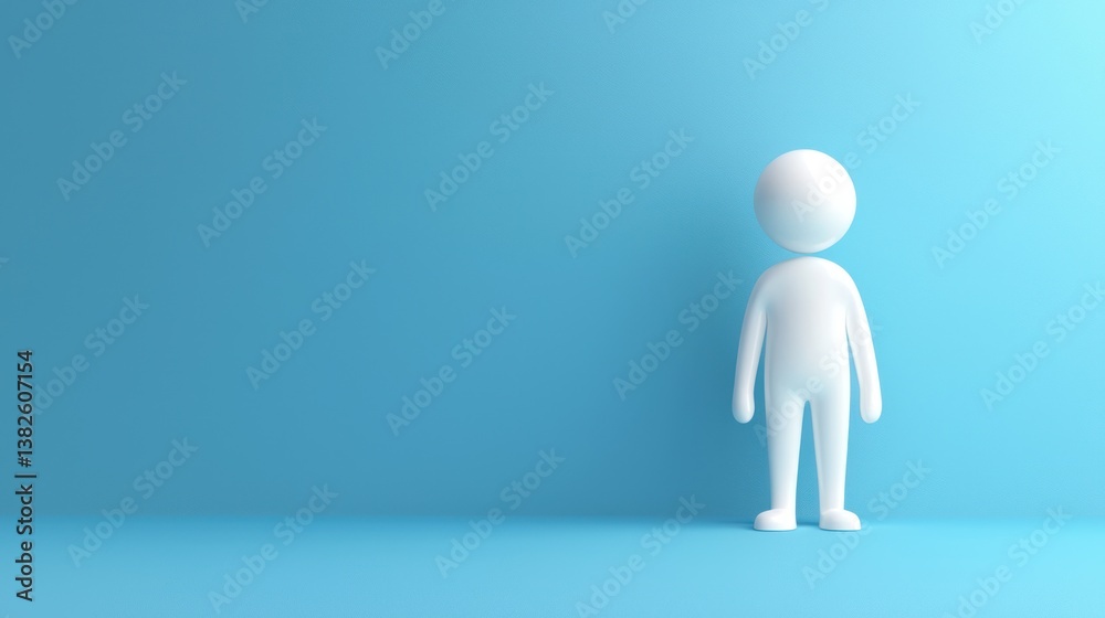 Simple 3D Character Standing Against a Soft Blue Background Simple 3D Character Standing Against a Soft Blue Background