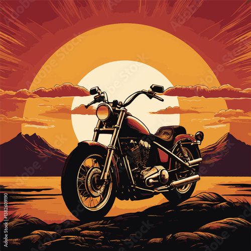 Vintage Sunset Bike Ride - Retro Nature Design