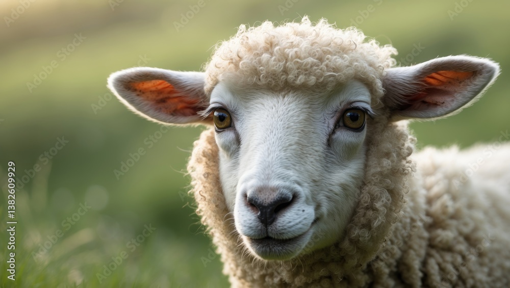 Lamb's face gazing at you against a vibrant green background. Lamb's face gazing at you against a vibrant green background.